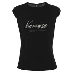 Versace Jeans Couture Vintage Black Logo Embroidered Jersey Sleeveless Top L