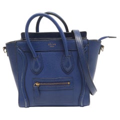 Celine Blue Leather Nano Luggage Tote