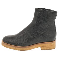 The Row Black Leather Boris Ankle Length Boots Size 37
