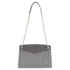 Bolso de hombro Goyard gris de lona revestida y piel Rouette Estructura PM
