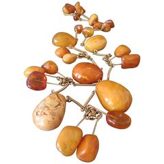 Antique Natural Baltic Butterscotch Egg Yolk Amber Beads Necklace