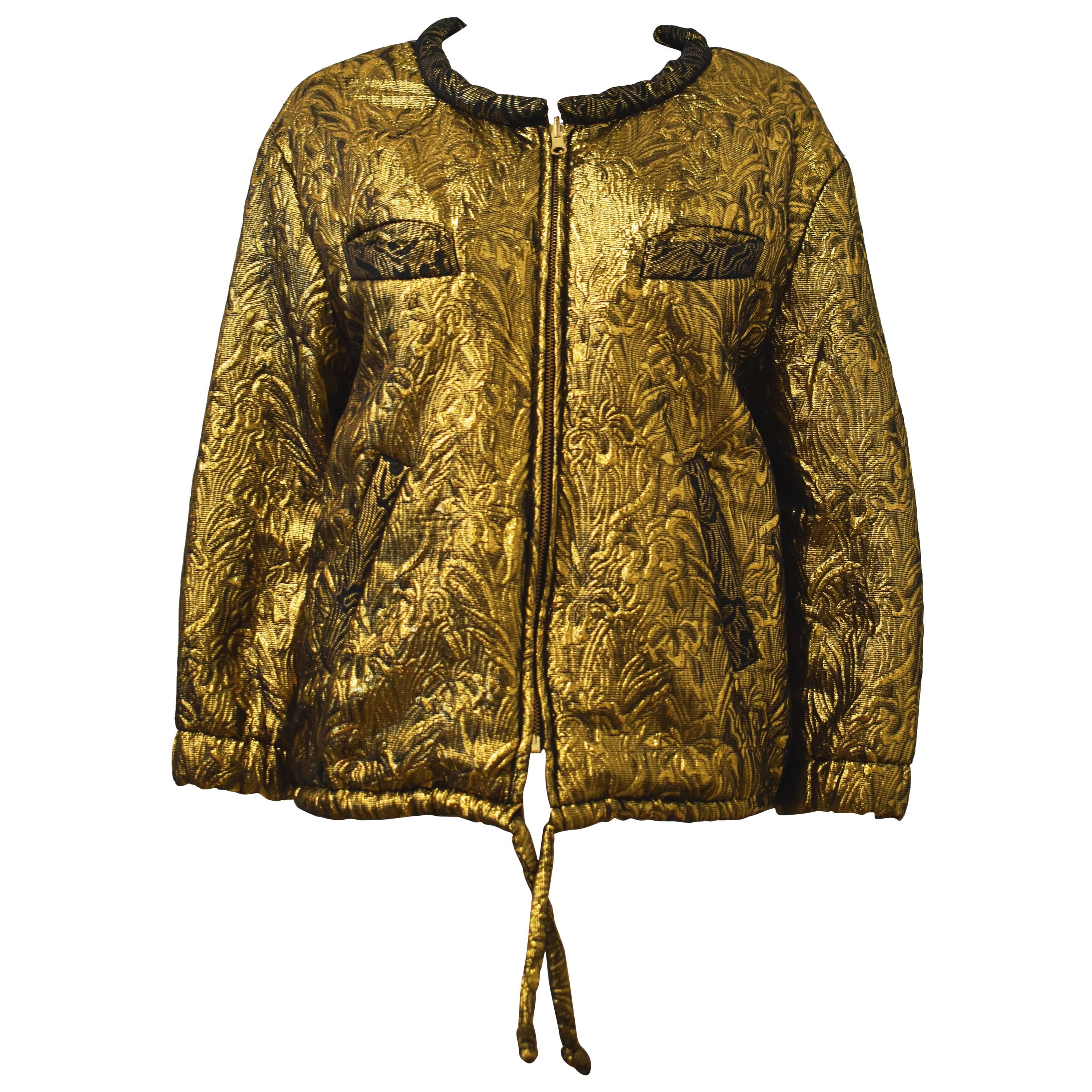 Isabel Marant Reversible Gold Brocade Bomber Jacket 
