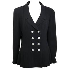 Chanel Black Boucle Wool Double Breasted with Mother of Pearl Buttons Jacket 6
