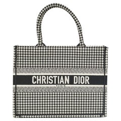 Dior Black/White Canvas Medium Houndstooth Book Tote