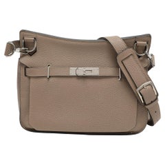 Hermes Grey Clemence Leather Jypsiere 28 Bag