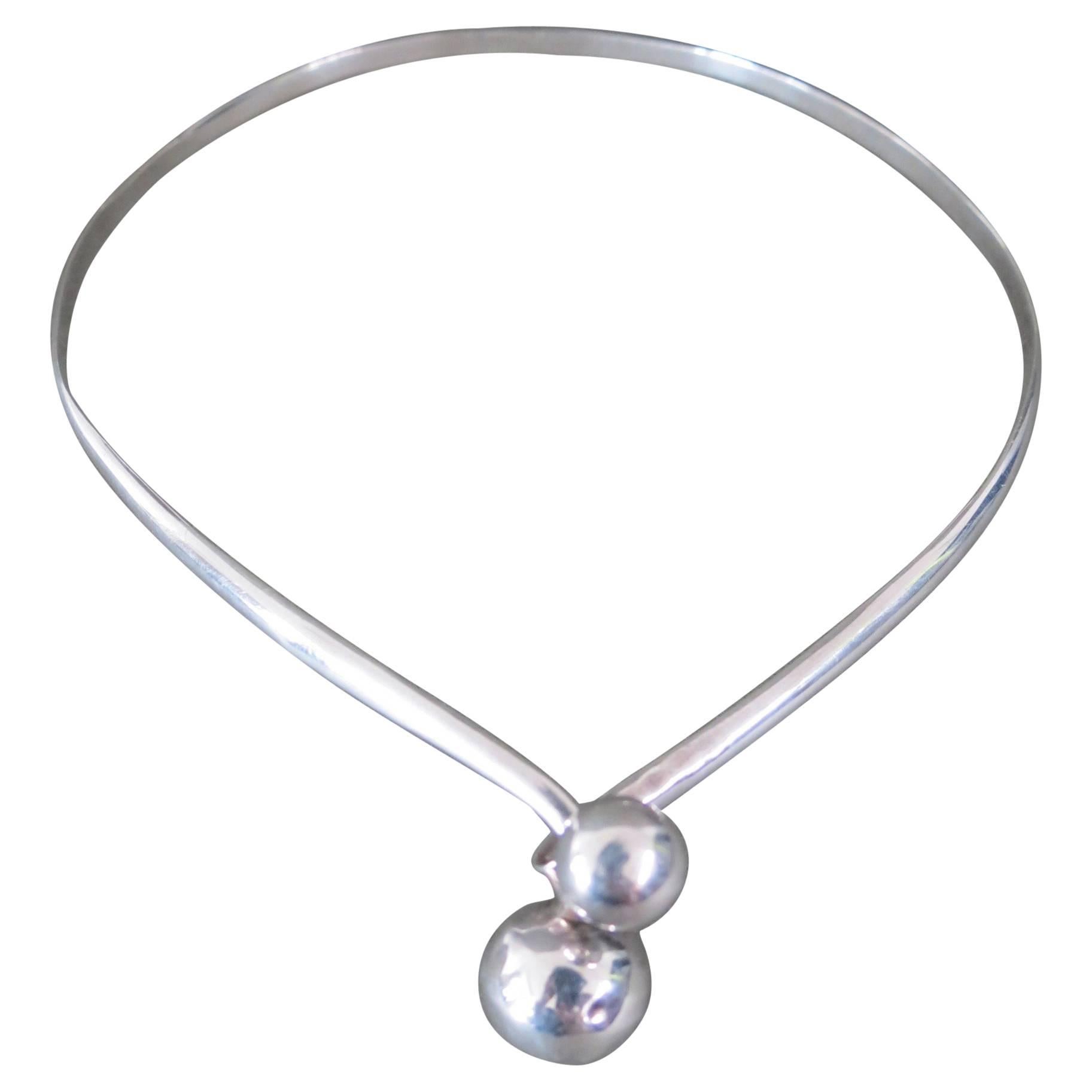 Vintage Danish Mid Century Silver Choker Necklace