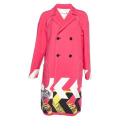 Dior Pink Printed Gabardine Button Front Coat L