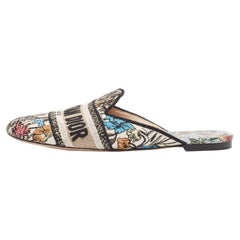 Dior Multicolor Canvas Embroiaded Dway Mules Size 37
