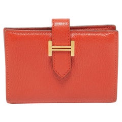 Hermes Capucine Chevre Leather Bearn Card Holder
