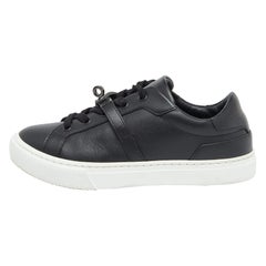 Hermes Schwarz Leder Day Low Top Turnschuhe Größe 36,5