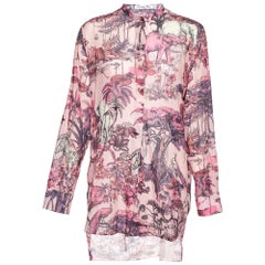 Dior Pink Toile de Jouy Voyage Cotton Long Sleeve Blouse L