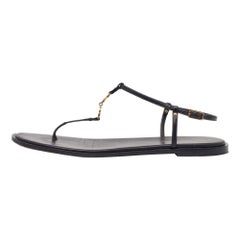 Dior Black Leather D'cest Thong Flat Sandals Size 40