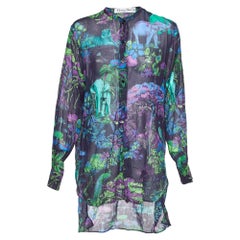 Dior Purple Toile de Jouy Voyage Cotton Long Sleeve Blouse L