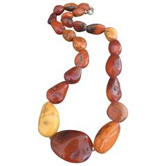 Vintage Baltic Butterscotch Egg Yolk Amber Bead Large Necklace