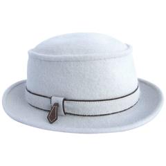 Vintage MOTSCH Paris For HERMES Felt Hat Light Grey Size 56