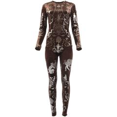 Vivienne Westwood Autumn-Winter 1990 brown screen printed silver jumpsuit