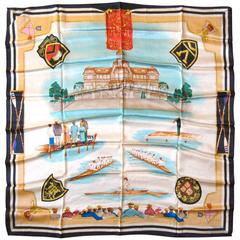Escada New Old Stock Harvard Rowing team Silk scarf Made in Italy 10