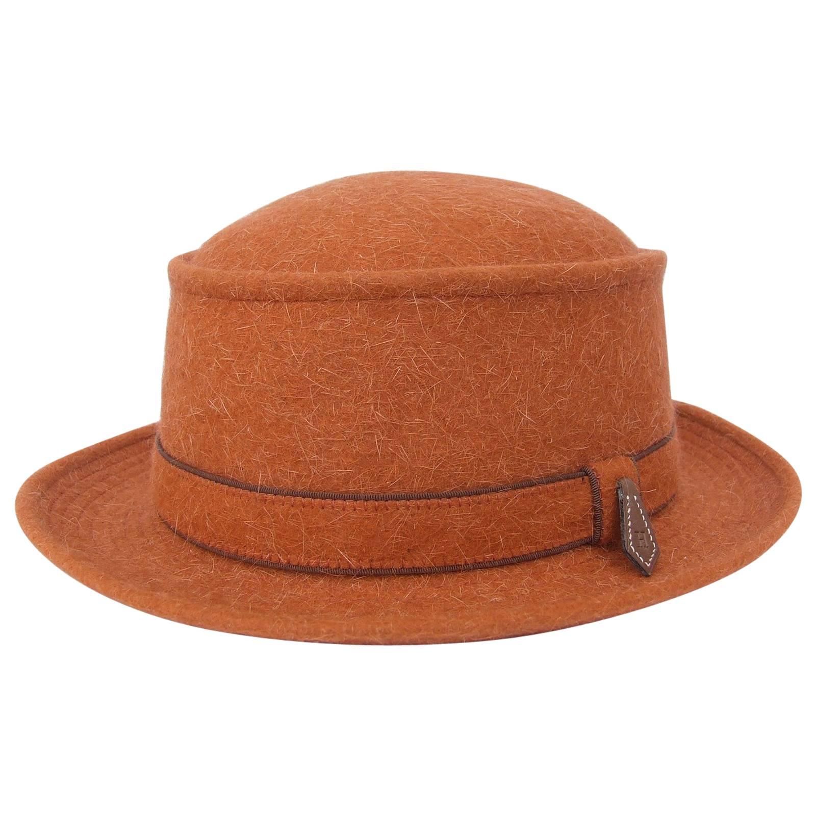 Motsch Paris for Hermes Felt Hat Orange Size 57