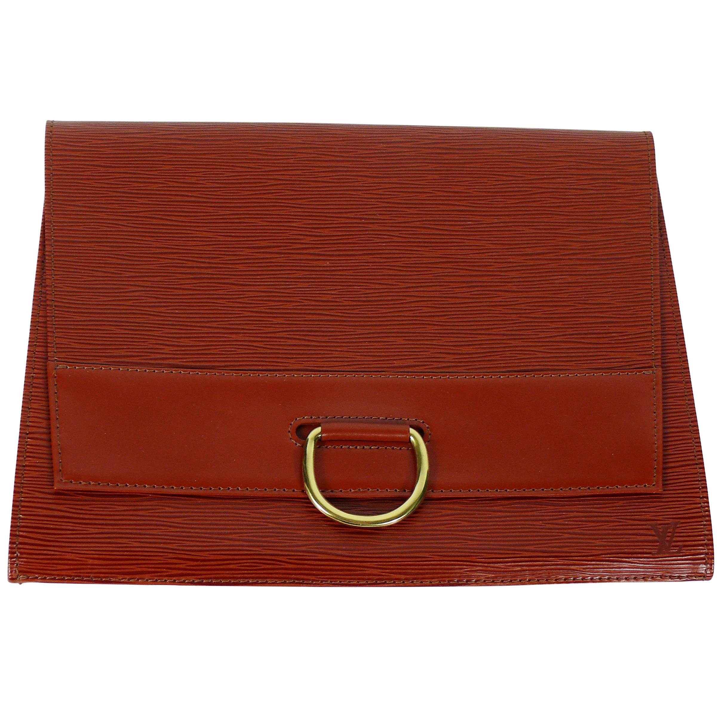 Louis Vuitton Vintage Brown Epi Leather Lena Clutch For Sale