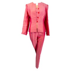 O Oscar, Oscar De La Renta 3pc. Chaqueta y pantalón rosa Shell de lentejuelas  Conjunto de pantalón  4