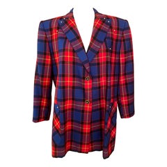 990s Vintage Escada by Margaretha Ley Chaqueta oversize de tartán