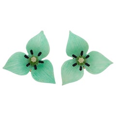 Francoise Montague Earrings Giant Turquoise Flowers