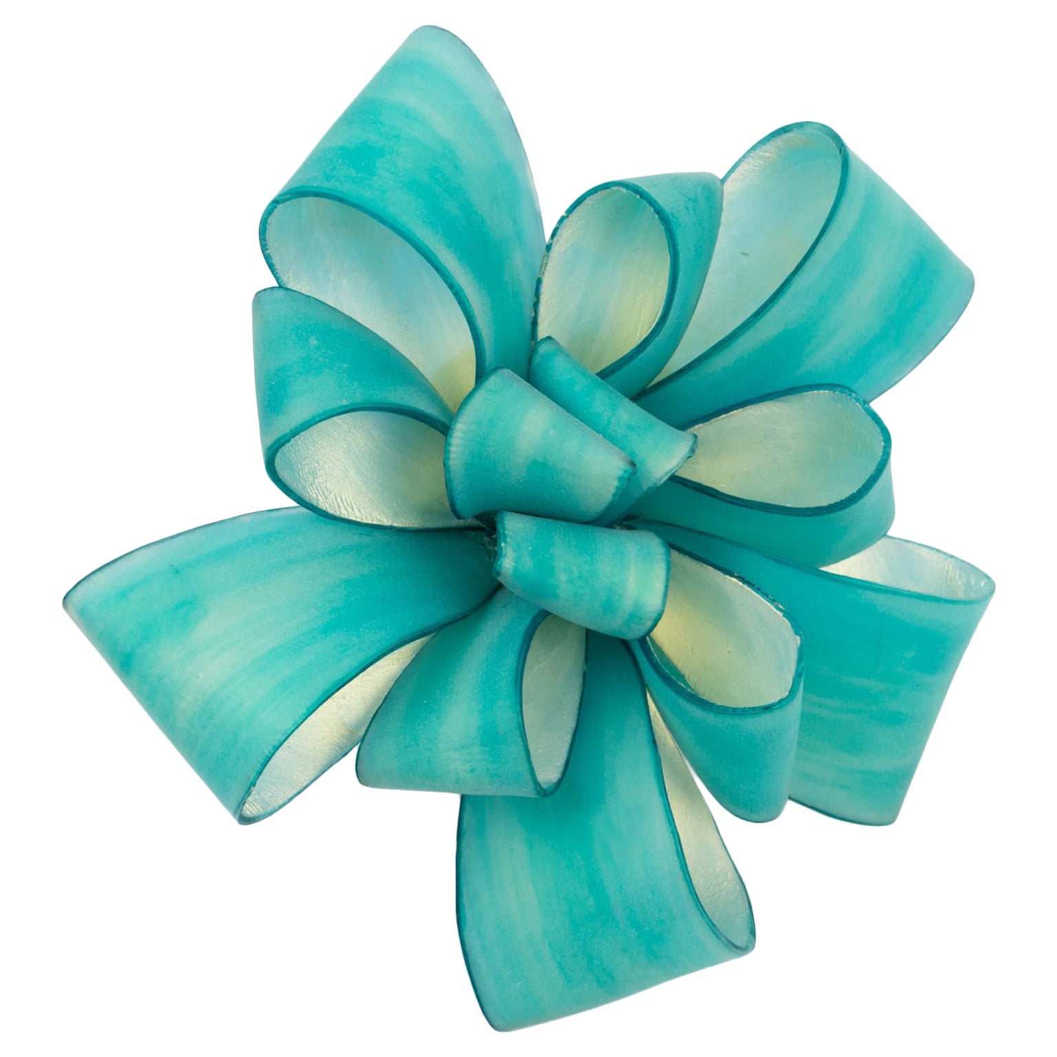 Cilea Paris Giant Turquoise Resin Ribbon Brooch For Sale