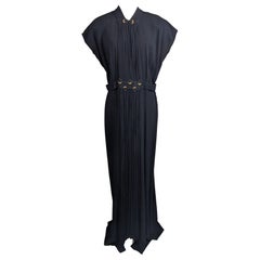 1940's Beaded Crepe and Bias Rope Trimmed Gown