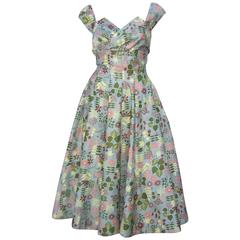 1950's Jay Original for Mel Warshaw Modernist Floral Cotton Sundress