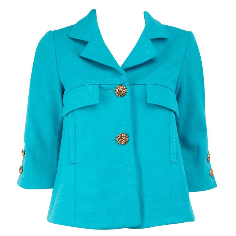Smythe Blazer blu in lana con dettaglio tasca a mezza manica taglia S