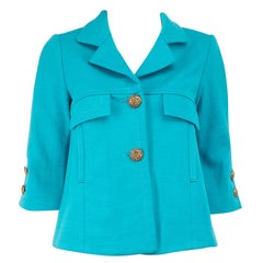 Smythe Blue Wool Pocket Detail Mid-Sleeve Blazer Size S