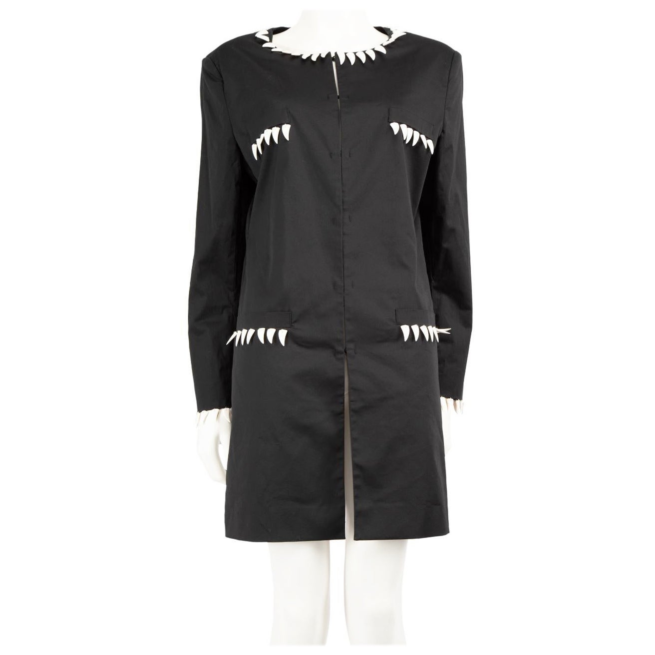 Moschino Black Faux Teeth Embellished Jacket Size XXL For Sale