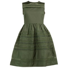 Valentino Garavani Rojo Valentino Vestido caqui estampado recortado Talla XS