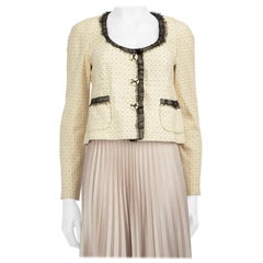 Max Mara Cream Lace Trim Bow Detail Blazer Size M