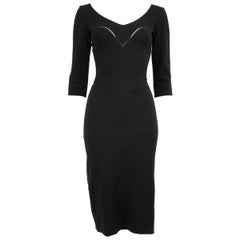 Louis Vuitton Vestido Midi Cuello en V Lana Negro Talla XS