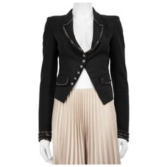 Philipp Plein Black Chain Trim Cropped Blazer Size M