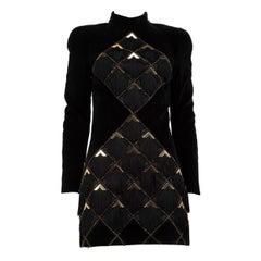 Balmain Vestido de terciopelo negro adornado con borlas Talla S
