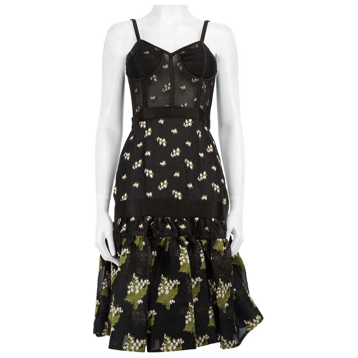 Alexander McQueen 2016 Embroidered Peplum-Hem Bustier Dress Size S For Sale