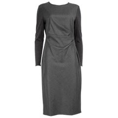 Max Mara Grey Wool Midi Long Sleeve Dress Size XL