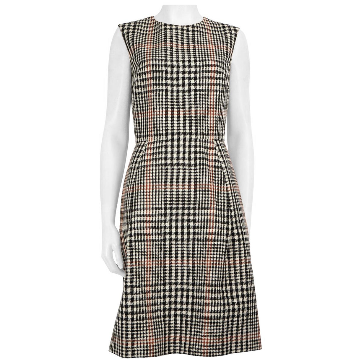 Saint Laurent Checkered Wool Knee Length Dress Size M For Sale