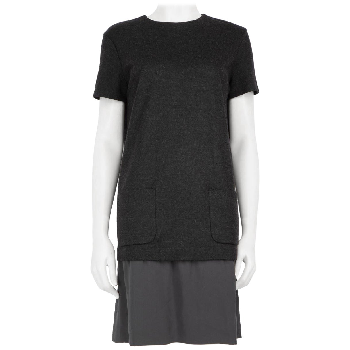 Brunello Cucinelli Grey Knee Length Wool Dress Size XS For Sale