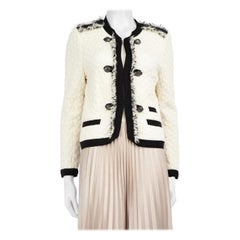 Rebecca Taylor White Fringed Single Breast Jacket Size XXL