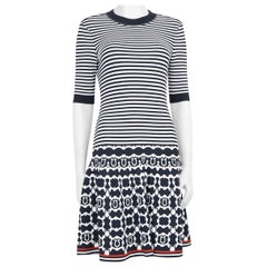 Salvatore Ferragamo Navy Striped Flared Dress Size XS