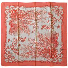 New Old Stock 1990s Coral Escada Silk Scarf Made in Italy Never worn 10
