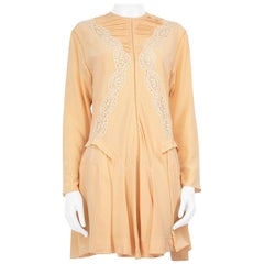 Chloé Peach Silk Lace Detail Dress Size S