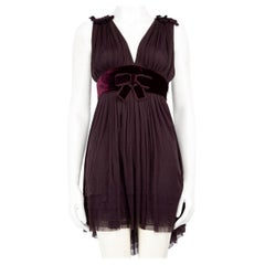 Dolce & Gabbana Purple Velvet Bow Detail Dress Size S