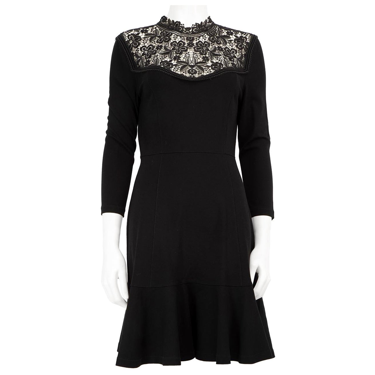 Erdem Black Broderie Detail Knee Length Dress Size L For Sale