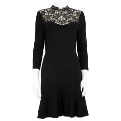 Erdem Schwarzes knielanges Kleid mit Broderie-Details in Knielänge Größe L