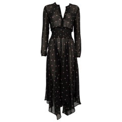 Maje Schwarz Abstraktes Durchsichtiges Midikleid Größe S