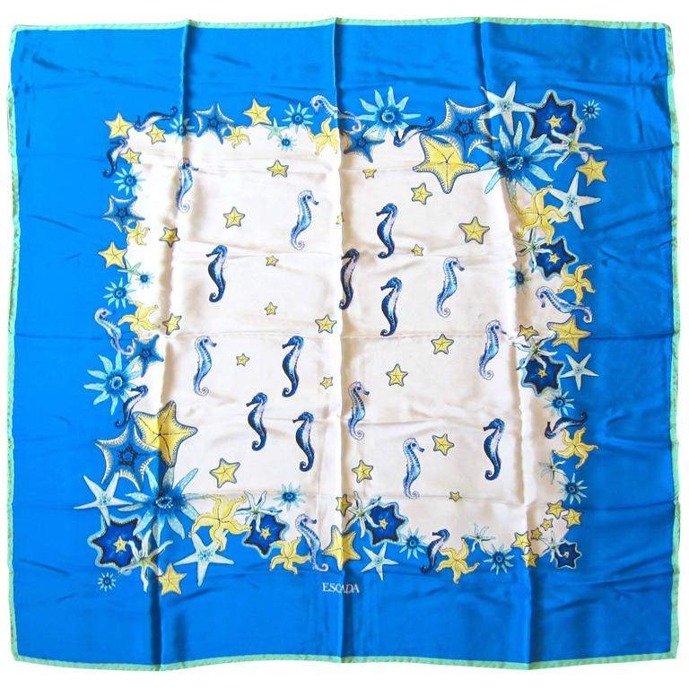 Mermaid Horses on Skye Blue Rectangular Scarf main image 1